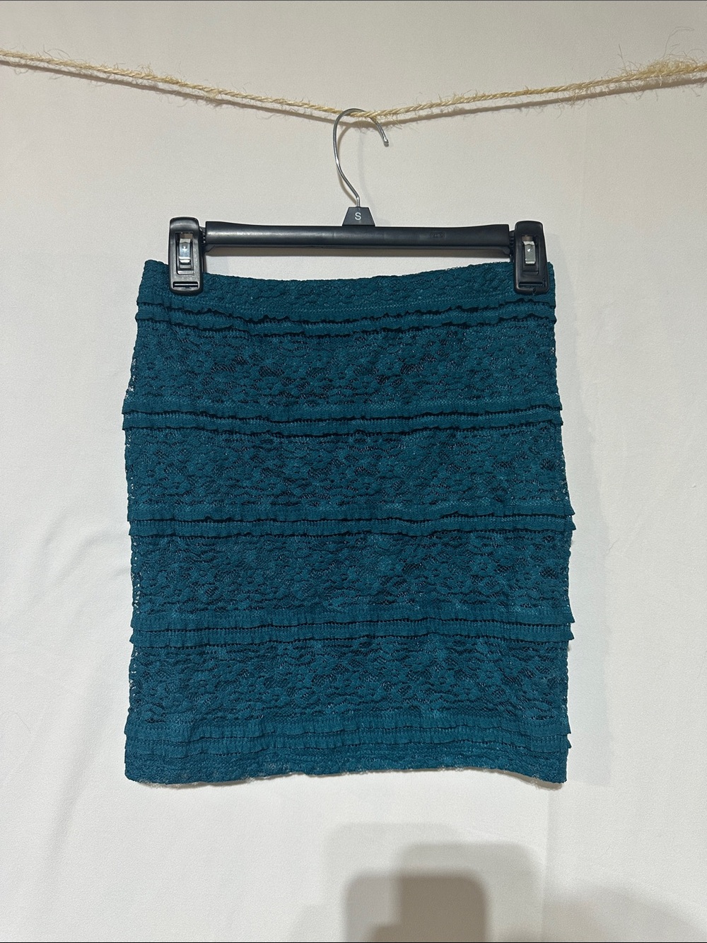 Teal Lace Mini Skirt 0110